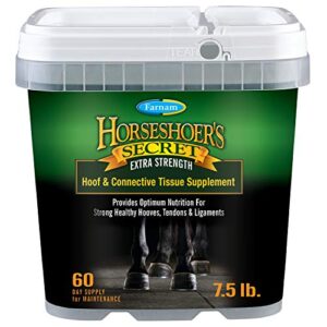 farnam horseshoer's secret extra strength hoof supplements & connective tissue supplement, promotes strong, healthy hooves, tendon & ligaments, 7.5 lbs, 60 day supply
