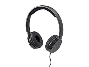 monoprice 113191 hi-fi lightweight on-ear headphones with in-line play/pause controls and built-in microphone, clear