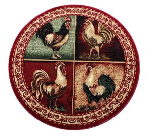 rooster style round area rug design l-379 (5 feet 5 inch x 5 feet 5 inch) round