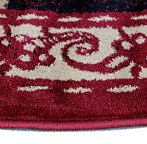 Rooster Style Round Area Rug Design L-379 (5 Feet 5 Inch X 5 Feet 5 Inch) Round