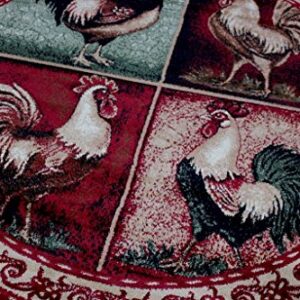 Rooster Style Round Area Rug Design L-379 (5 Feet 5 Inch X 5 Feet 5 Inch) Round