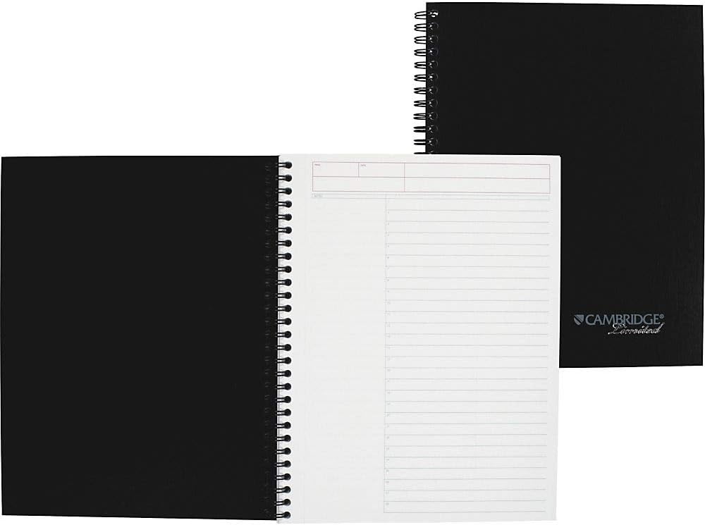 Cambridge 06122 Action Planner Side Bound Business Notebook, 7 1/2 x 9 1/2, Black, 80 Sheets