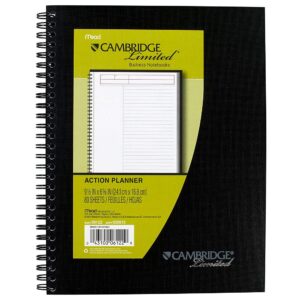Cambridge 06122 Action Planner Side Bound Business Notebook, 7 1/2 x 9 1/2, Black, 80 Sheets