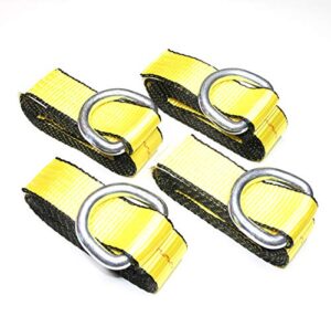 gripon (pack of 4) 2" x 8 ft lasso tow strap with d ring auto hauler tie down