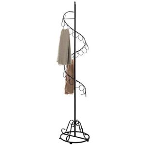 mygift black metal freestanding scarf hanger and belt display holder organizer with 25 rings and spiral design, decorative shawl and scarves rack