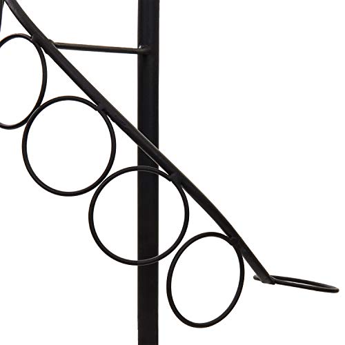 MyGift Black Metal Freestanding Scarf Hanger and Belt Display Holder Organizer with 25 Rings and Spiral Design, Decorative Shawl and Scarves Rack