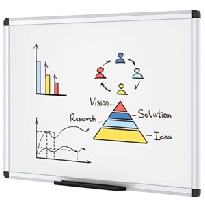 viz-pro dry erase board/whiteboard, 36 x 24 inches, wall mounted board for school office and home