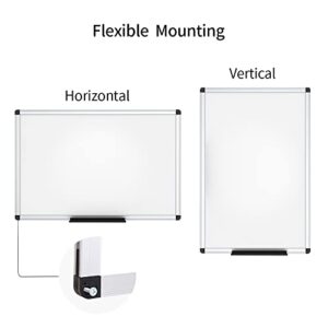 VIZ-PRO Dry Erase Board/Whiteboard, 36 X 24 Inches, Wall Mounted Board for School Office and Home