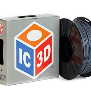 IC3D Grey 2.85mm PLA 3D Printer Filament - 1kg Spool - Dimensional Accuracy +/- 0.05mm - Professional Grade 3D Printing Filament - Made in USA