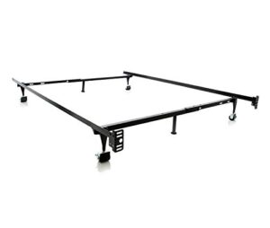 malouf twin/full adjustable metal bed frame with rug rollers, black