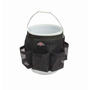 bucket boss auto boss wash boss organizer for a 5 gallon bucket, with fast-drying, exterior mesh pockets for car wash supplies, allowing for soap and water in the bucket, in black, ab30060