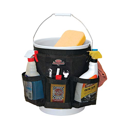 Bucket Boss Auto Boss Wash Boss Organizer for a 5 Gallon Bucket, with Fast-Drying, Exterior Mesh Pockets for Car Wash Supplies, Allowing for Soap and Water in the Bucket, in Black, AB30060