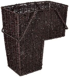 trademark innovations 15" wicker storage stair basket with handles (brown)
