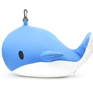 Kikkerland Zip and Flip Travel Neck Back Pillow Cute Compact Plush Blue Whale