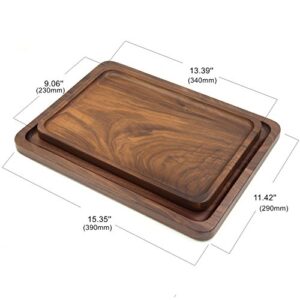 Bamber Wood Rectangular Serving Trays, Medium, Black Walnut, 13.4 x 9 Inches