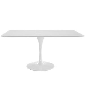 Modway Lippa 60" Mid-Century Modern Dining Table with Rectangle Top and Pedestal Base in White
