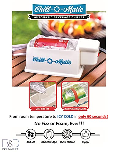 Chill-O-Matic Instant Beverage Cooler, Chill Drinks in 60 Seconds with this Portable Cooling Device - Perfect for Outdoor Activities and Parties