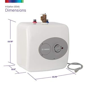 Bosch Electric Mini-Tank Water Heater Tronic 3000 T 4-Gallon (ES4) - Eliminate Time for Hot Water - Shelf, Wall or Floor Mounted