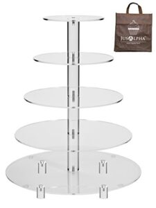 jusalpha large 5-tier acrylic round wedding cake stand/cupcake stand tower/dessert stand/pastry serving platter/food display stand (5rf)