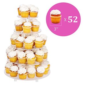 Jusalpha Large 5-Tier Acrylic Round Wedding Cake Stand/Cupcake Stand Tower/Dessert Stand/Pastry Serving Platter/Food Display Stand (5RF)