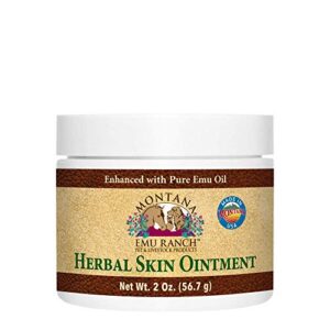 montana emu ranch - herbal skin ointment - 2 ounce jar - for pet and livestock - made with pure emu oil