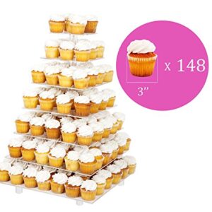 Large 7 Tier Wedding Party Acrylic Glass Cupcake Stand-Cake and Dessert Tower With Rod Feet (7SF)