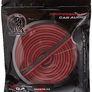 Bullz Audio BPES10.25 25' True 10 Gauge AWG Car Home Audio Speaker Wire Cable Spool (Clear Red/)