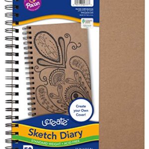 UCreate Create Your Own Cover Sketch Diary, Nat. Chip Cvr., 11" x 8-1/2", 50 Sheets