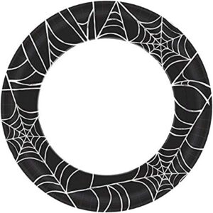 amscan spider web value paper plates - 10", black & white, pack of 40