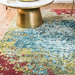 Unique Loom Estrella Collection Colorful, Gradient, Abstract, Vintage, Distressed Area Rug, 5 ft x 8 ft, Blue/Beige