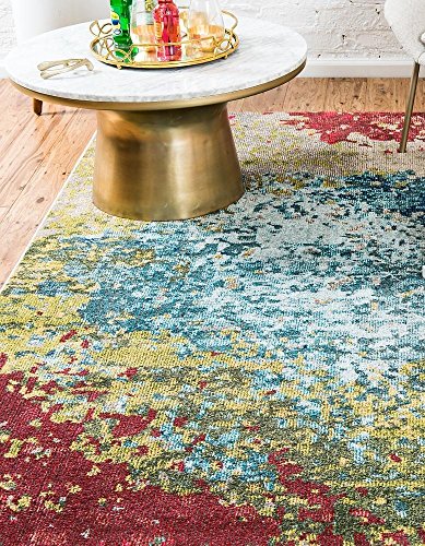 Unique Loom Estrella Collection Colorful, Gradient, Abstract, Vintage, Distressed Area Rug, 5 ft x 8 ft, Blue/Beige