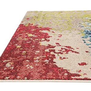 Unique Loom Estrella Collection Colorful, Gradient, Abstract, Vintage, Distressed Area Rug, 5 ft x 8 ft, Blue/Beige