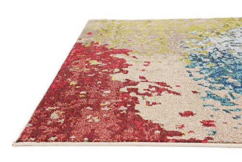 Unique Loom Estrella Collection Colorful, Gradient, Abstract, Vintage, Distressed Area Rug, 5 ft x 8 ft, Blue/Beige