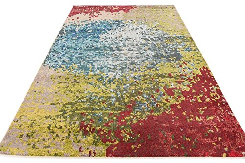 Unique Loom Estrella Collection Colorful, Gradient, Abstract, Vintage, Distressed Area Rug, 5 ft x 8 ft, Blue/Beige