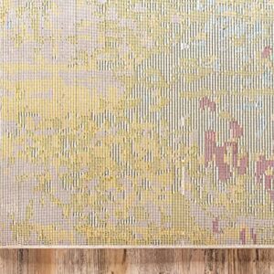 Unique Loom Estrella Collection Colorful, Gradient, Abstract, Vintage, Distressed Area Rug, 5 ft x 8 ft, Blue/Beige