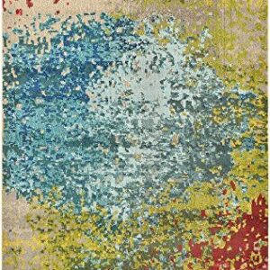 Unique Loom Estrella Collection Colorful, Gradient, Abstract, Vintage, Distressed Area Rug, 5 ft x 8 ft, Blue/Beige