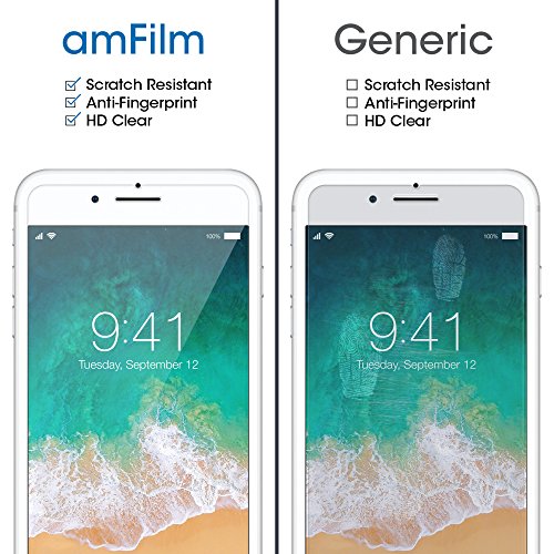 amFilm Screen Protector for Apple iPhone 8 Plus, 7 Plus, 6S Plus, 6 Plus, Tempered Glass, 2 Pack