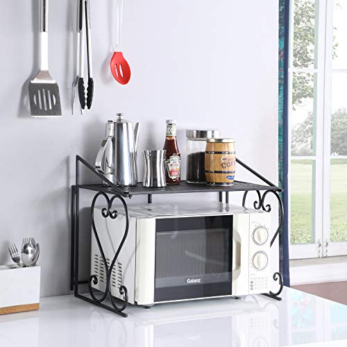 DAZONE Metal Microwave Rack Shelf Kitchen Counter and Cabinet Shelf (Black)