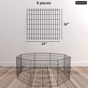 BestPet 24 Tall Foldable Dog Playpen Crate Fence Pet Kennel Play Pen Exercise Cage 8 Panel Black