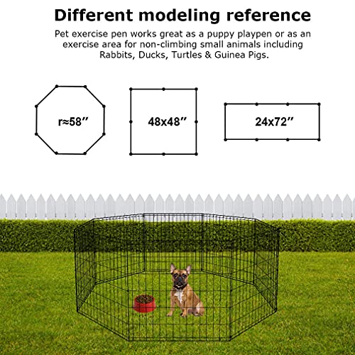 BestPet 24 Tall Foldable Dog Playpen Crate Fence Pet Kennel Play Pen Exercise Cage 8 Panel Black