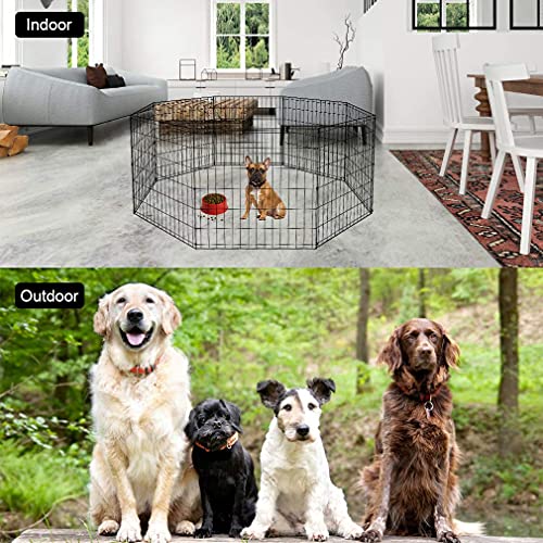 BestPet 24 Tall Foldable Dog Playpen Crate Fence Pet Kennel Play Pen Exercise Cage 8 Panel Black