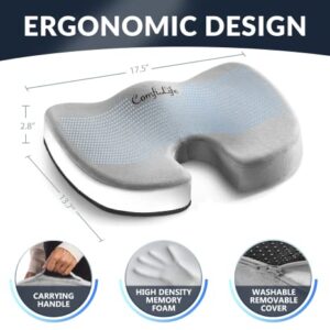 ComfiLife Gel Enhanced Seat Cushion - Non-Slip Orthopedic Gel & Memory Foam Coccyx Cushion for Tailbone Pain - Office Chair Car Seat Cushion - Sciatica & Back Pain Relief