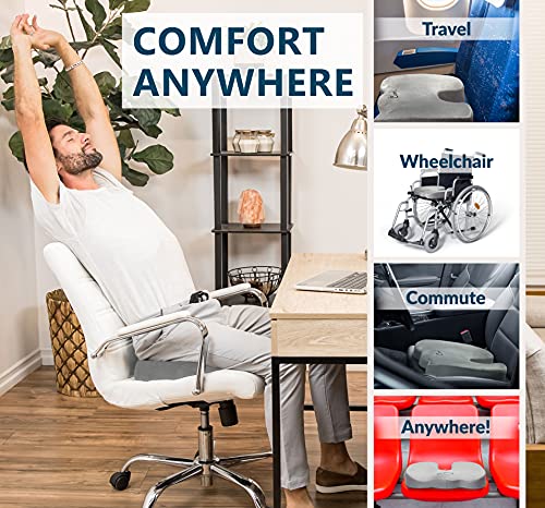 ComfiLife Gel Enhanced Seat Cushion - Non-Slip Orthopedic Gel & Memory Foam Coccyx Cushion for Tailbone Pain - Office Chair Car Seat Cushion - Sciatica & Back Pain Relief