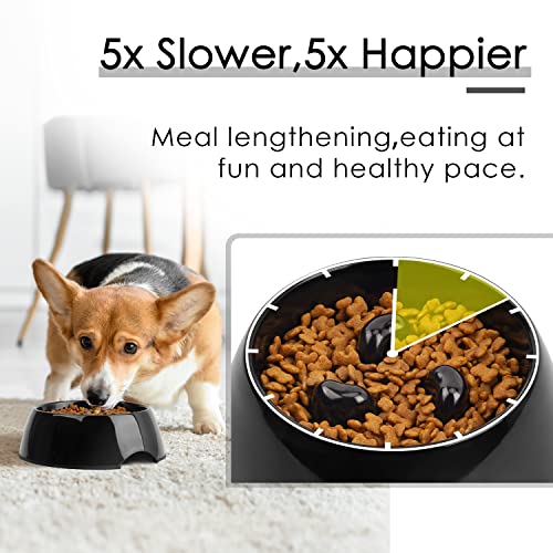 SUPERDESIGN Dog Slow Feeder Bowl 1/2 Cup Slow Feeding Dog Cat Bowls Slow Down Dog Bowl for Small Medium Large Breed Fun Feeder Slow Bowl Gulping Puppy Slow Feeder Bowl for Dry Wet Raw Food Non-Slip