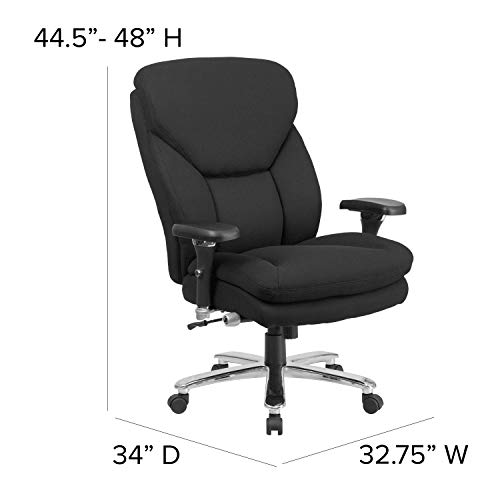 Flash Furniture HERCULES Series 24/7 Intensive Use Big & Tall 400 lb. Rated Black Fabric Executive Ergonomic Office Chair with Lumbar Knob