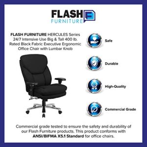 Flash Furniture HERCULES Series 24/7 Intensive Use Big & Tall 400 lb. Rated Black Fabric Executive Ergonomic Office Chair with Lumbar Knob