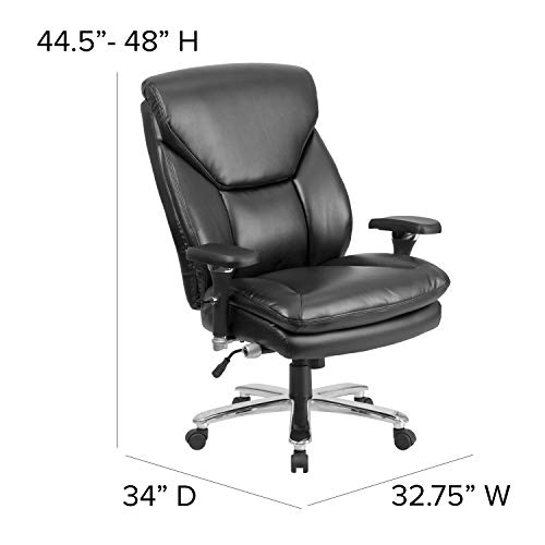 Flash Furniture HERCULES Series 24/7 Intensive Use Big & Tall 400 lb. Rated Black LeatherSoft Ergonomic Office Chair with Lumbar Knob