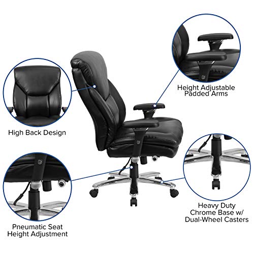 Flash Furniture HERCULES Series 24/7 Intensive Use Big & Tall 400 lb. Rated Black LeatherSoft Ergonomic Office Chair with Lumbar Knob