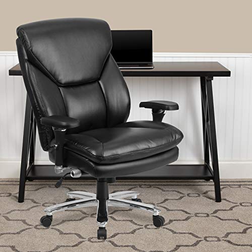 Flash Furniture HERCULES Series 24/7 Intensive Use Big & Tall 400 lb. Rated Black LeatherSoft Ergonomic Office Chair with Lumbar Knob