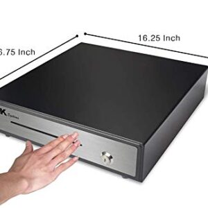 HK SYSTEMS 16" Heavy Duty Black Manual Push Open Cash Drawer with 5Bill/5Coin Stainless Steel